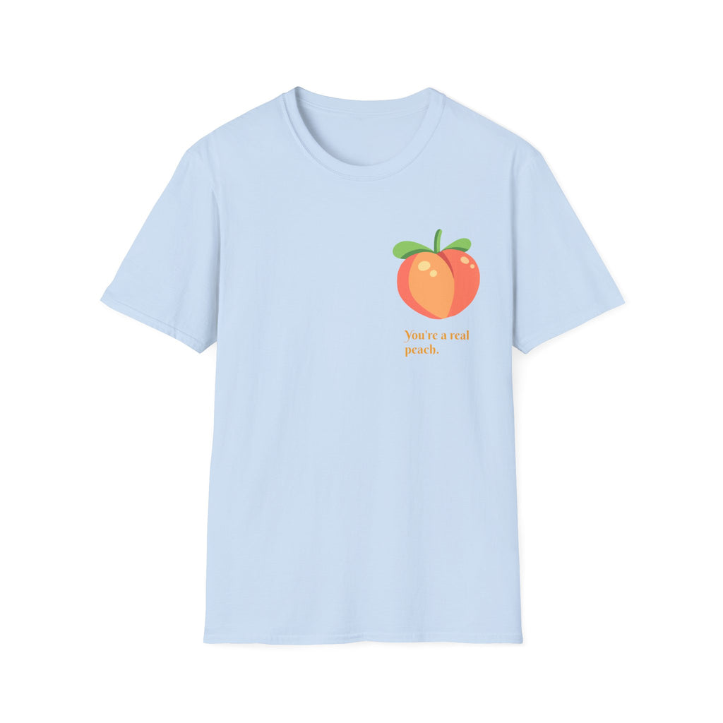 Peach Graphic T-Shirt — "You're a real peach" Cute Fruit Tee