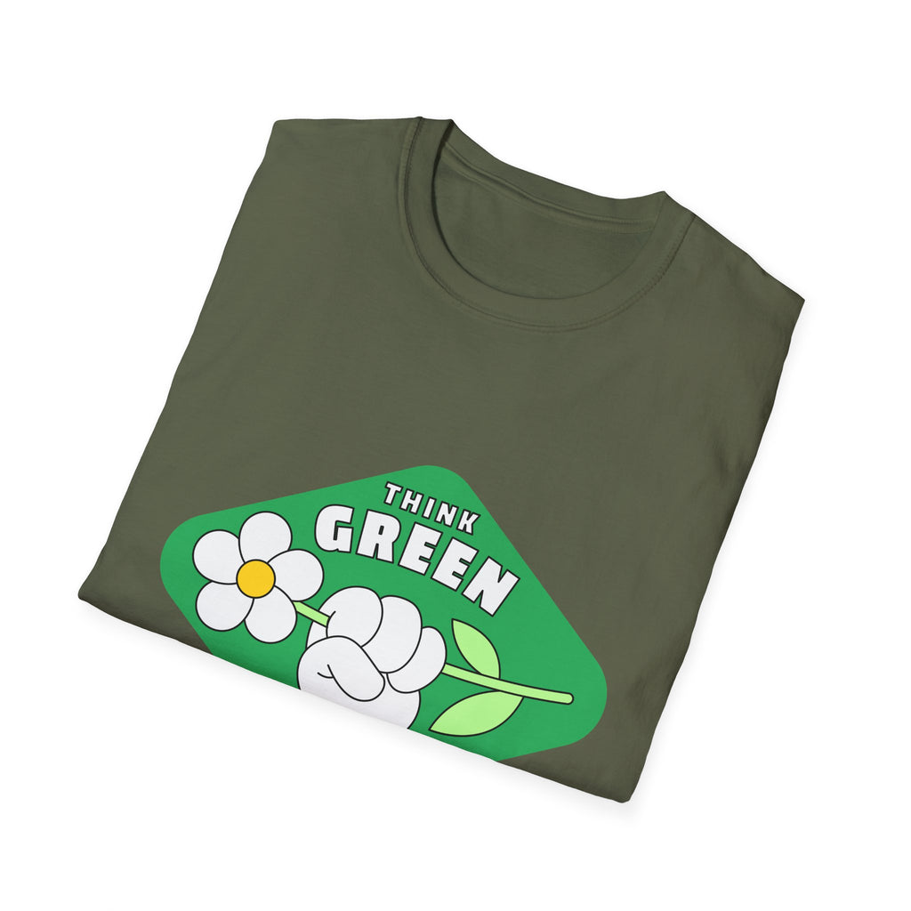 Think Green T-Shirt — Eco-Friendly Floral Graphic Tee