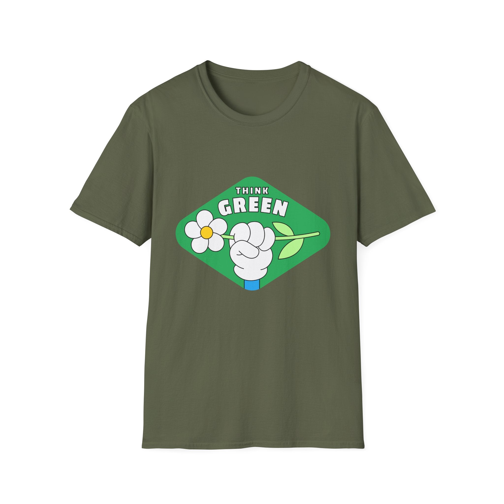 Think Green T-Shirt — Eco-Friendly Floral Graphic Tee