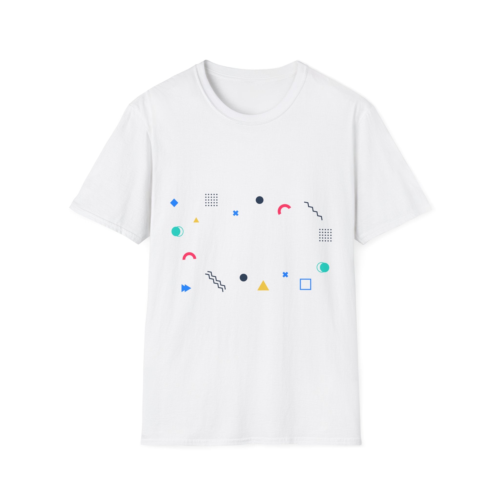 Minimal Geometric Shapes T-Shirt — Colorful Abstract Pattern Tee