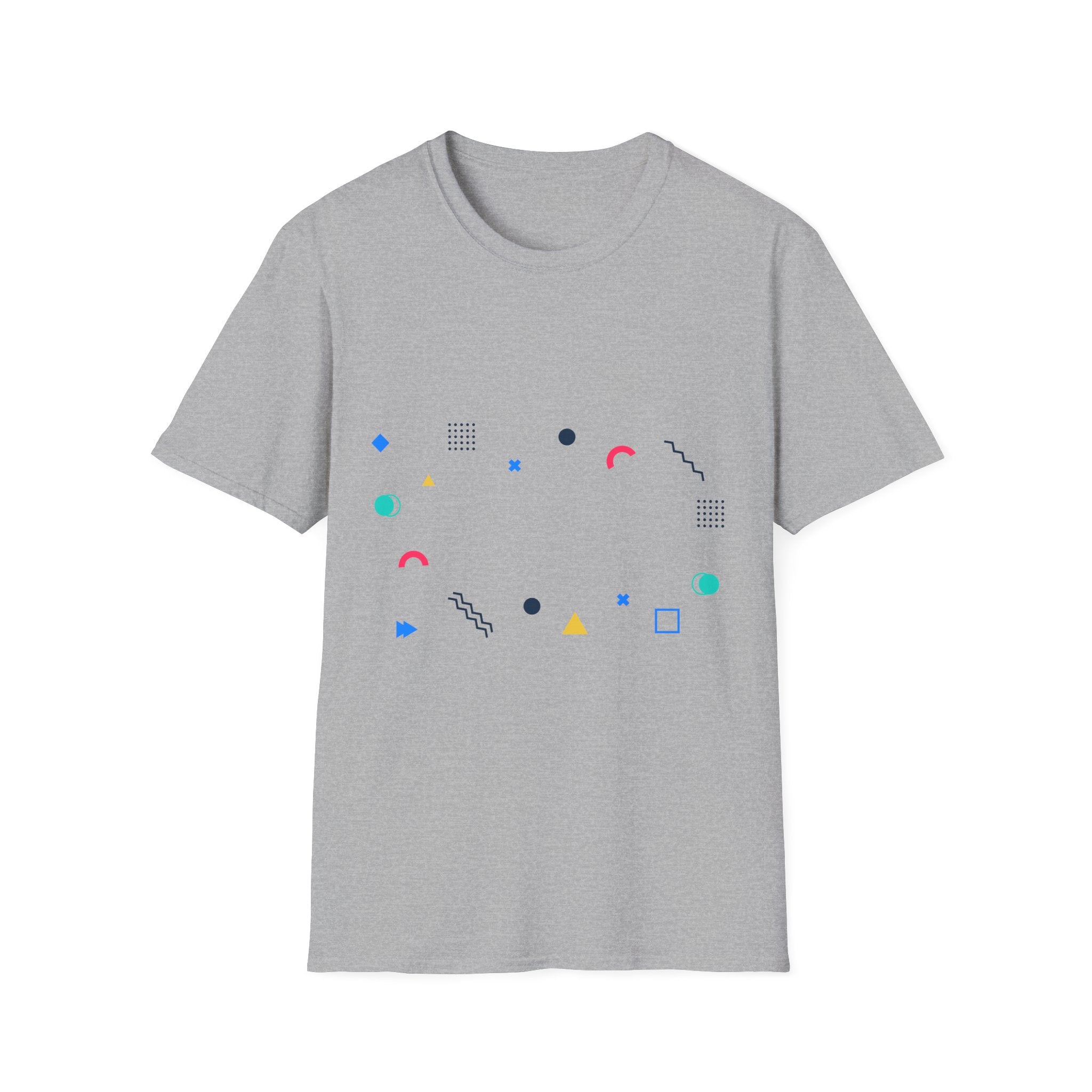 Minimal Geometric Shapes T-Shirt — Colorful Abstract Pattern Tee