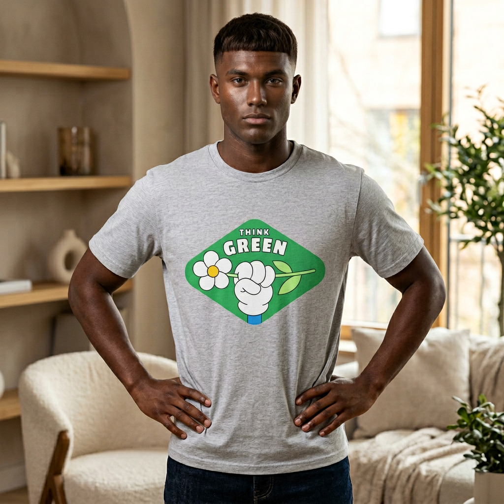 Think Green T-Shirt — Eco-Friendly Floral Graphic Tee