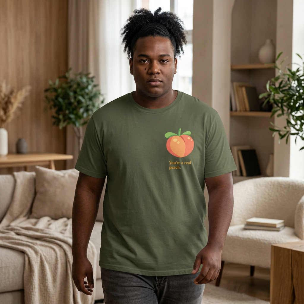 Peach Graphic T-Shirt — "You're a real peach" Cute Fruit Tee