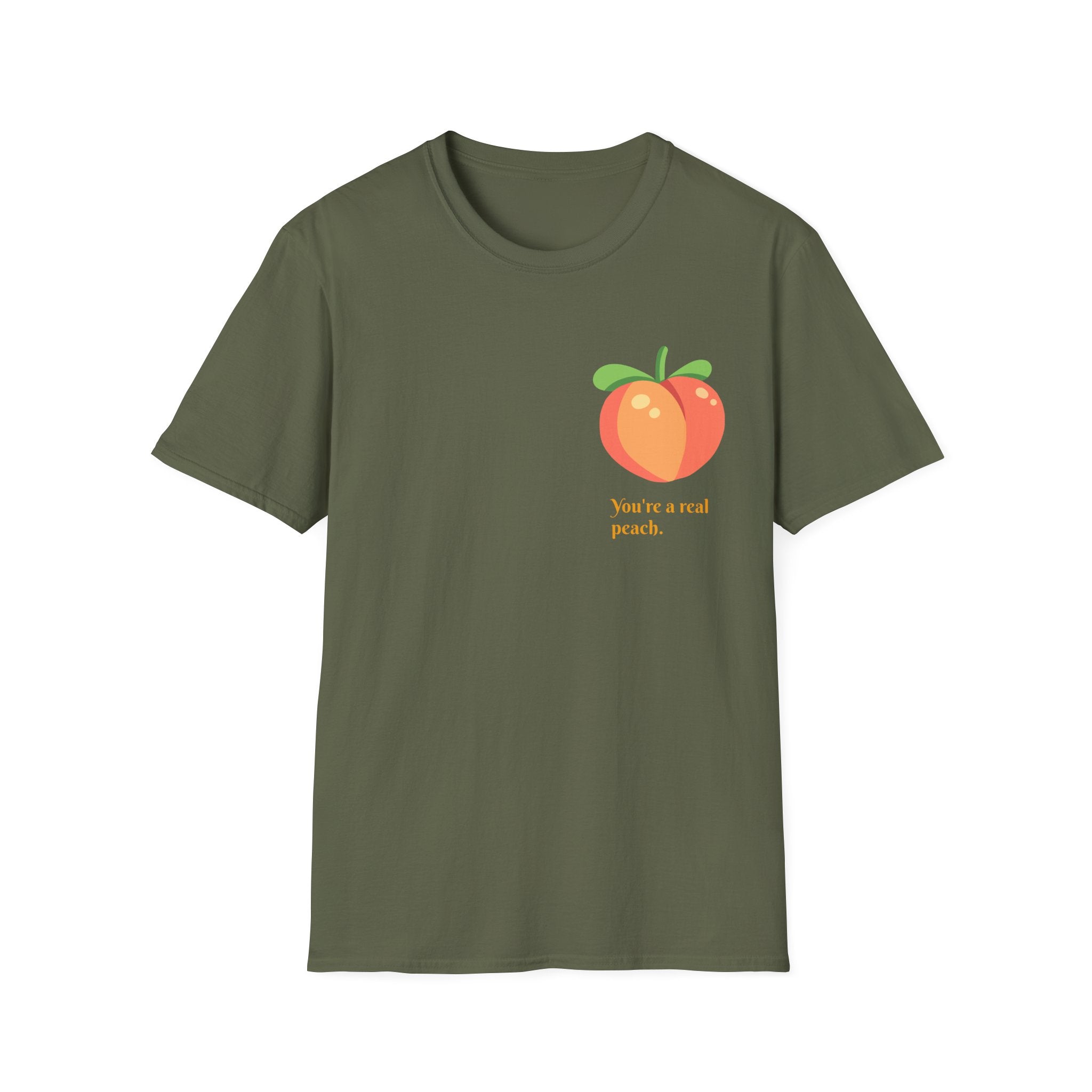 Peach Graphic T-Shirt — "You're a real peach" Cute Fruit Tee