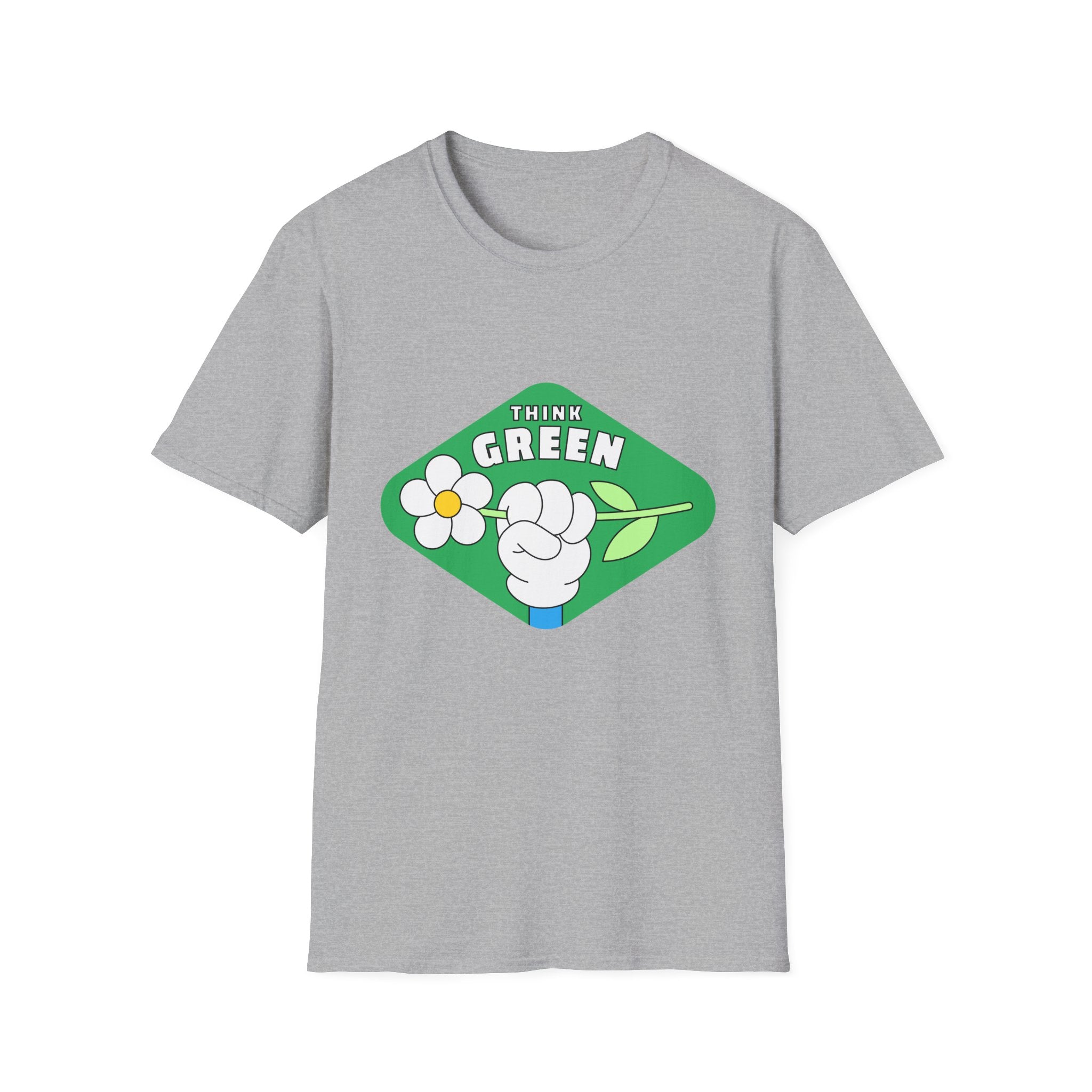 Think Green T-Shirt — Eco-Friendly Floral Graphic Tee