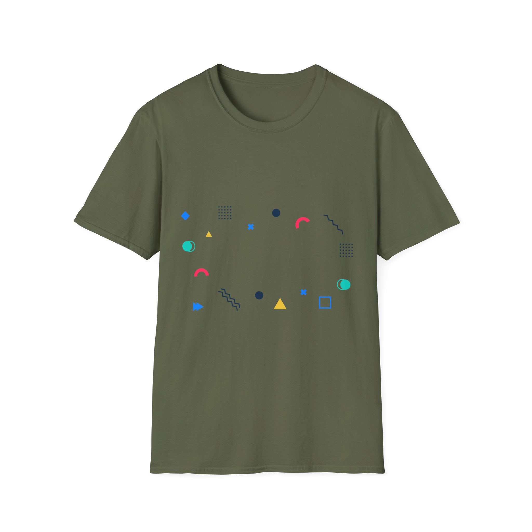 Minimal Geometric Shapes T-Shirt — Colorful Abstract Pattern Tee