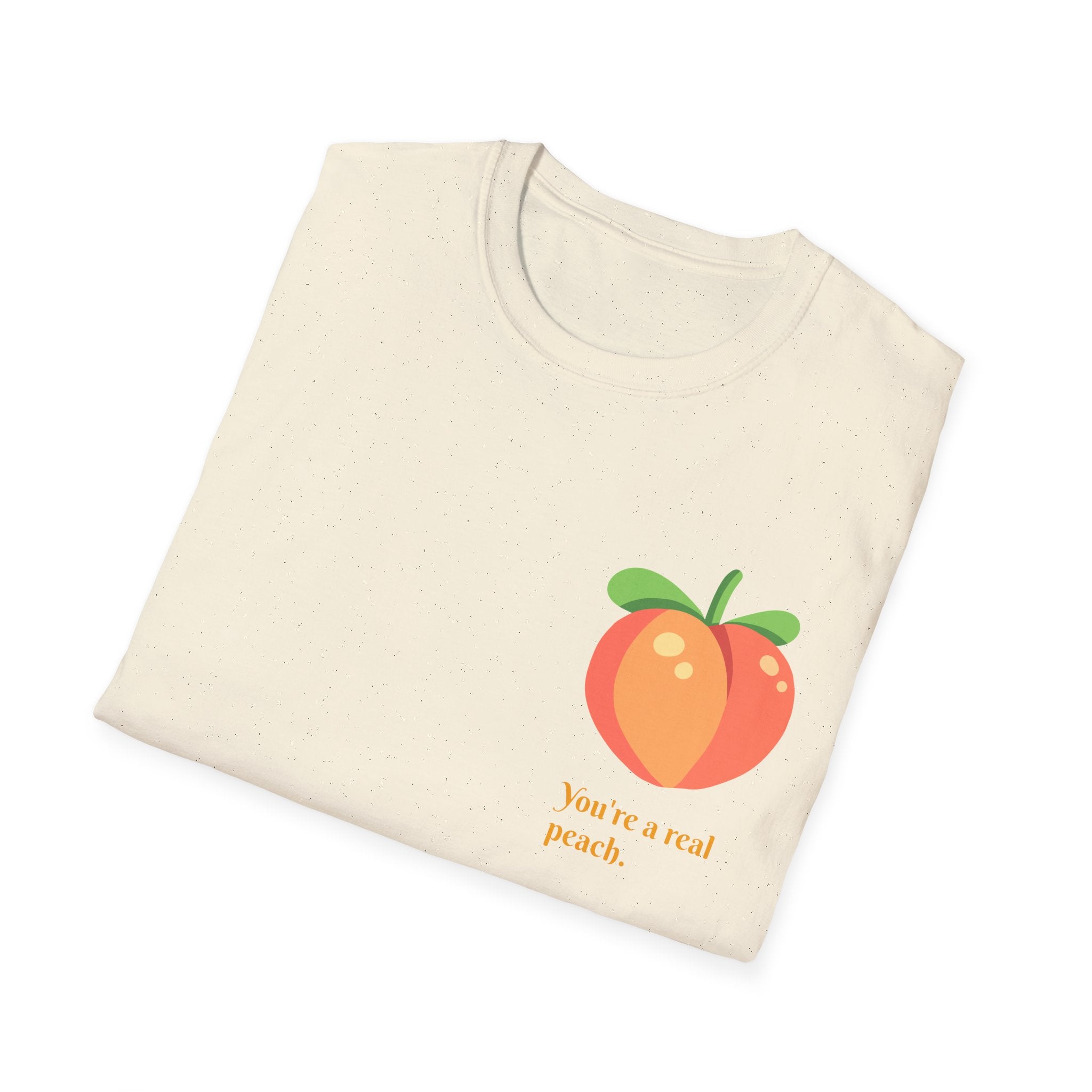 Peach Graphic T-Shirt — "You're a real peach" Cute Fruit Tee