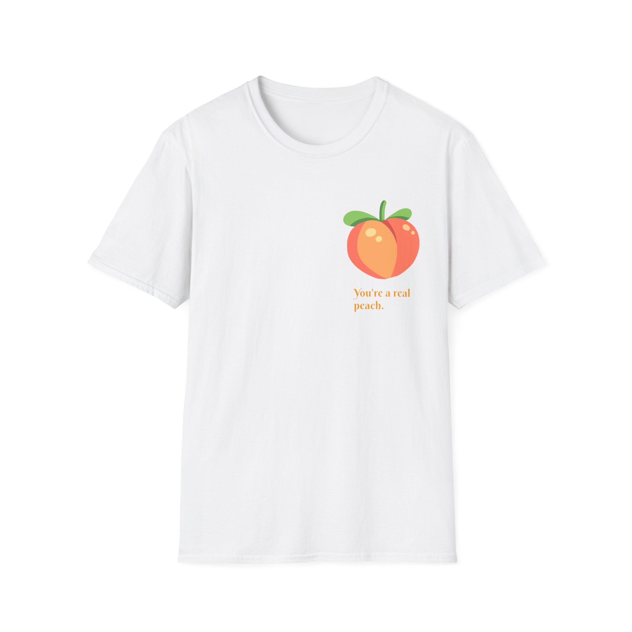Peach Graphic T-Shirt — "You're a real peach" Cute Fruit Tee