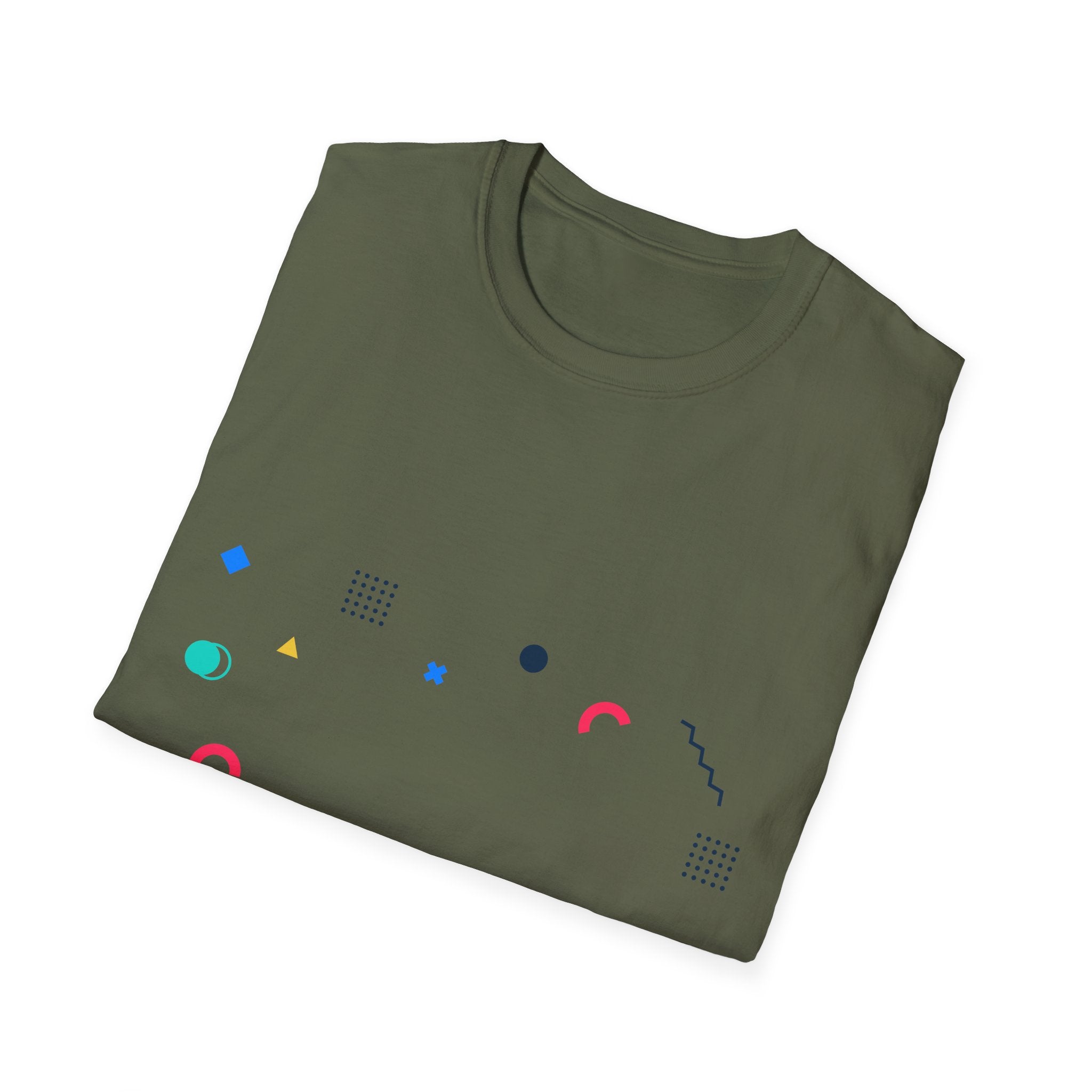 Minimal Geometric Shapes T-Shirt — Colorful Abstract Pattern Tee